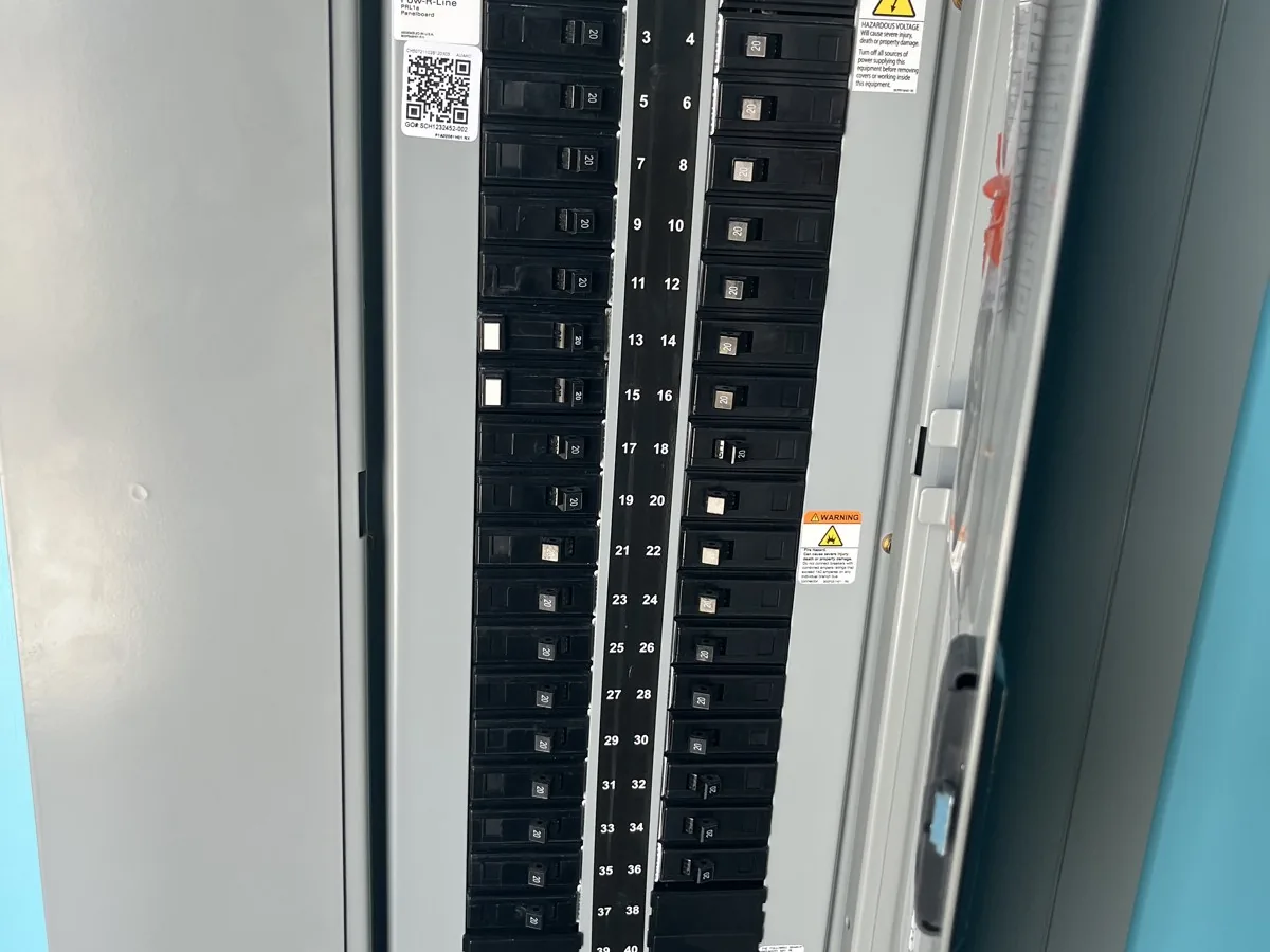 Eaton electrical panel with a full set of breakers