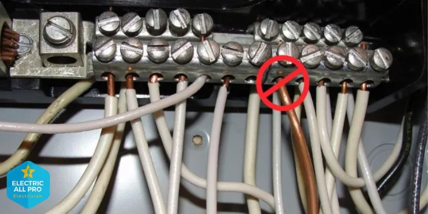 Breakers and connections inside a residential electrical panel