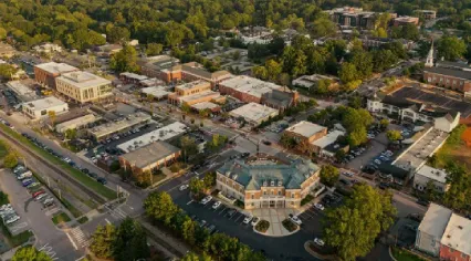 Aerial view of downtown Cary, North Carolina