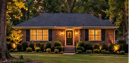 Brick ranch home on a tree-lined street