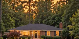 Sixties ranch home with a wide front lawn