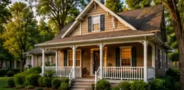 Older home with a wide front porch