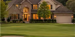 Late-1980s two-story house beside a fairway