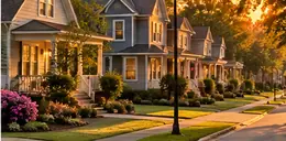 Homes along a residential street in afternoon light