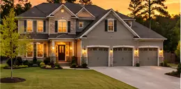 Large two-story home with a three-car garage