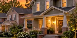 Homes along a residential street in late afternoon light