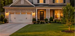 Suburban two-story home with a front lawn