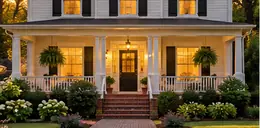 Colonial Revival house with a deep front porch