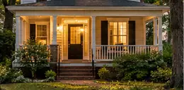 Older frame house with a porch on a tree-lined street