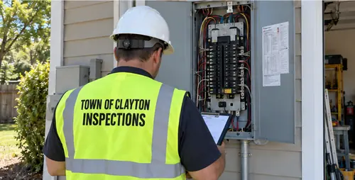 Town of Clayton inspector checking an electrical panel