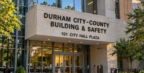 Building at 101 City Hall Plaza in downtown Durham