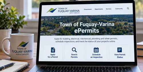 Town of Fuquay-Varina ePermits portal on a laptop