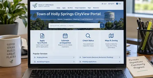 Town of Holly Springs CityView Portal on a laptop