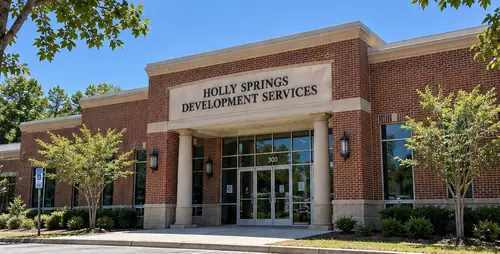 Development Services permit counter inside Holly Springs Town Hall