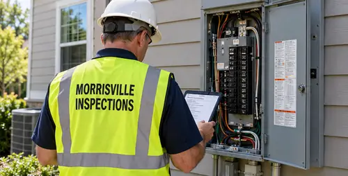 Town of Morrisville inspector checking an electrical panel