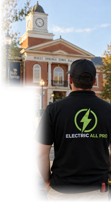 Holly Springs Town Hall on South Main Street with an Electric All Pro electrician