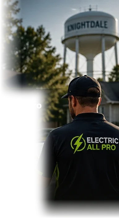 Knightdale water tower with an Electric All Pro electrician