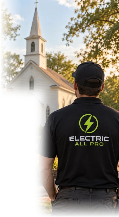 Historic Morrisville Christian Church with an Electric All Pro electrician