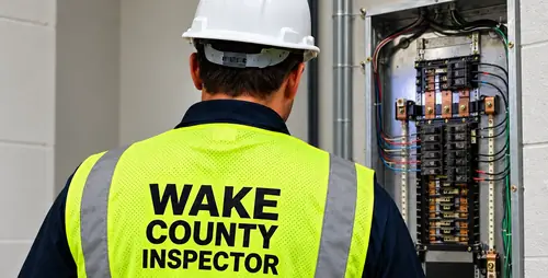 Wake County inspector checking an electrical panel