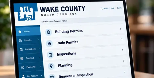 Wake County online permit portal on a laptop