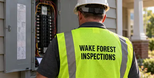 Town of Wake Forest inspector checking a residential electrical panel