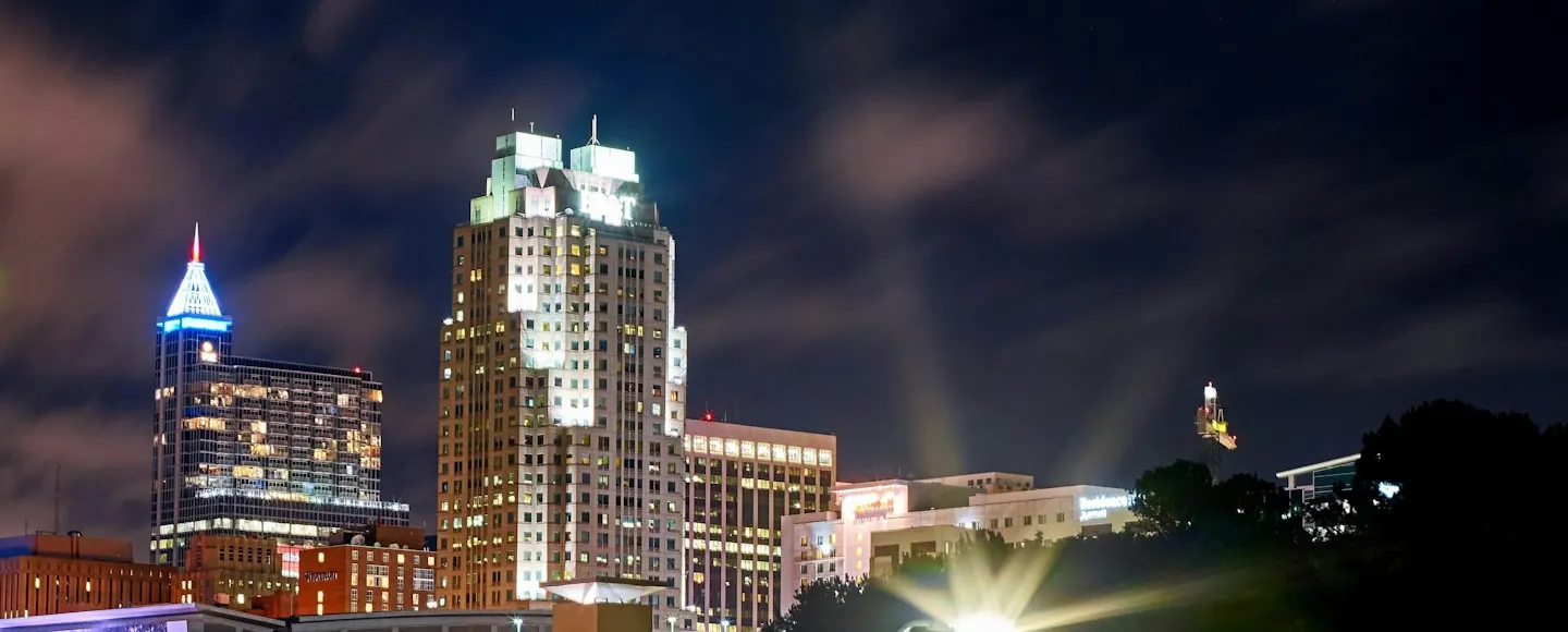 Downtown Raleigh, NC at night